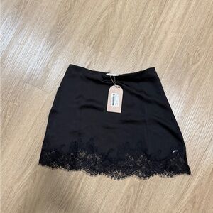 Meshki Black Mini Skirt with Lace Trim